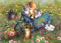 Cats In The Garden Flowers Jigsaw Puzzle By Pierre Belvedere
