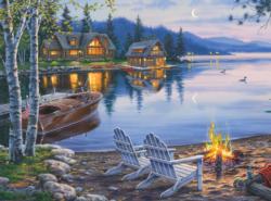 Lake Reflection Cottage / Cabin Jigsaw Puzzle By Buffalo Games
