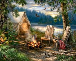 Evening At The Lake Cottage / Cabin Jigsaw Puzzle By Springbok