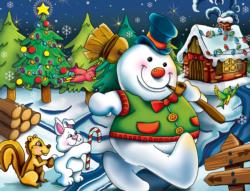 Holiday Time Snowman Christmas Large Piece By Lafayette Puzzle Factory