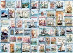 Sailing Ships Vintage Stamps Pattern / Assortment Large Piece By Eurographics