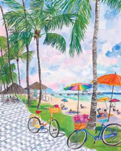 Bicycles with Baskets Beach Jigsaw Puzzle By Heritage Puzzles