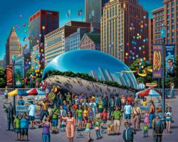 Chicago Bean Chicago Wooden Jigsaw Puzzle By Dowdle Folk Art