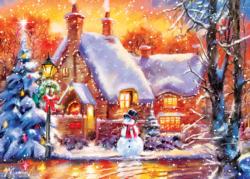 Snowman Cottage - Scratch and Dent Christmas Jigsaw Puzzle By MasterPieces