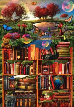 Imagination Through Reading Bookshelves Jigsaw Puzzle By Crown Point Graphics