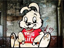 Urban Art Graffiti: Thug for Life Bunny Graphics / Illustration Jigsaw Puzzle By 4D Cityscape Inc.