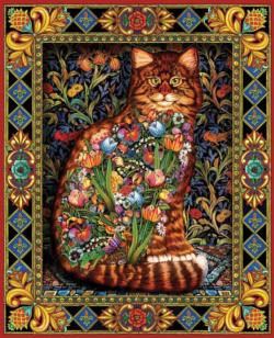 Tapestry Cats Flowers Jigsaw Puzzle By White Mountain