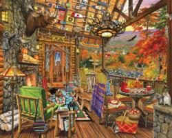 Autumn Porch Cottage / Cabin Jigsaw Puzzle By White Mountain
