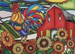 Cock-A-Doodle-Doo Sunflower Jigsaw Puzzle By Jacarou Puzzles
