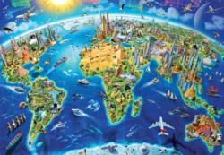 World Landmarks Globe Maps / Geography Jigsaw Puzzle By Educa