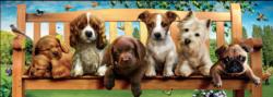 Puppies On A Bench Dogs Panoramic Puzzle By Educa