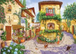 Italian Village Square - Scratch and Dent Domestic Scene Jigsaw Puzzle By Colorcraft