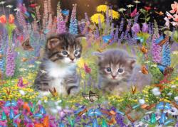 Kittens and Butterflies Flowers Jigsaw Puzzle By Colorcraft