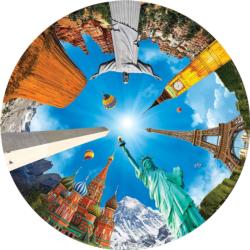 Legendary Landmarks Round Puzzle Landmarks / Monuments Round Jigsaw Puzzle By A Broader View