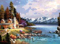 Mountain Cabin Lakes / Rivers / Streams Jigsaw Puzzle By Anatolian