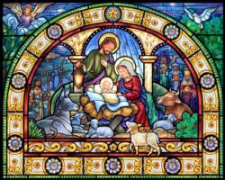 Stained Glass Holy Night Christmas Jigsaw Puzzle By Vermont Christmas Company