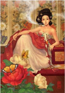 Magnolia Flower Woman Asian Art Jigsaw Puzzle By Puzzlelife