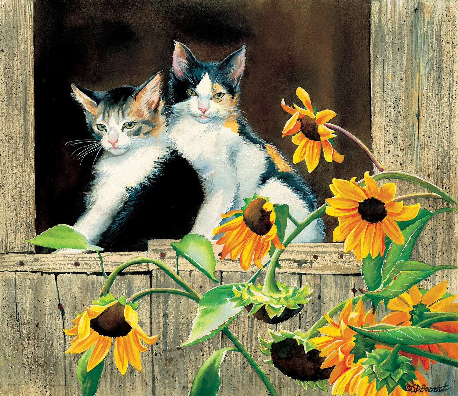 Kittens and Sunflowers 550