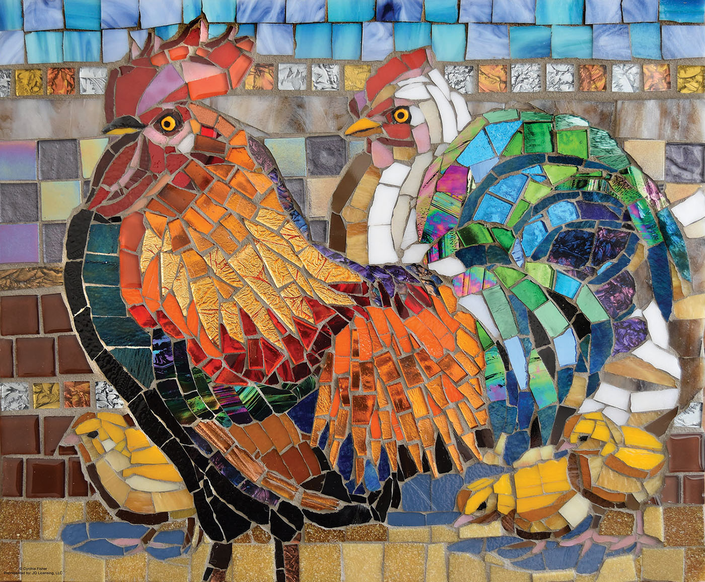 Stained Glass Chickens 1000